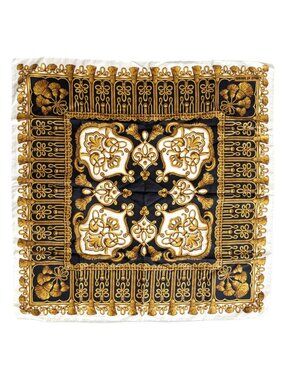 VTG DANIEL LA FORET PARIS Baroque-Style Hand Rolled French Silk Square Scarf
